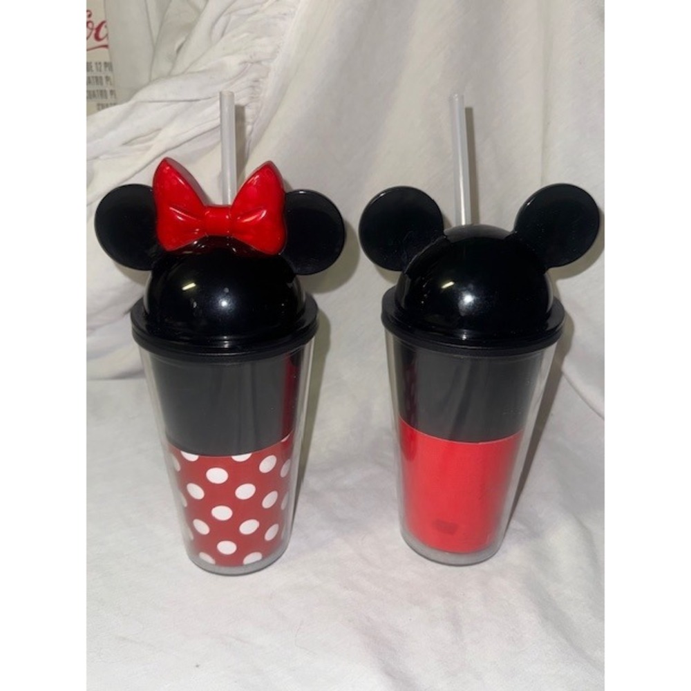Disney Mickey & Minnie‎ Mouse Tumblers with Straws Set of 2